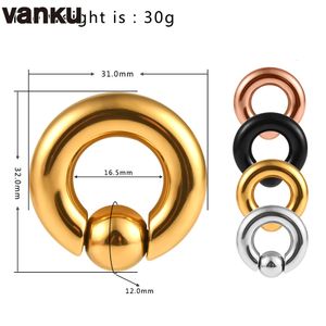 Labret Lip Piercing Jewelry Vanku 10pcs Stainless Steel Ear Plugs and Tunnels Big Size Captive Hoop Rings Nose Nipple Body 230906