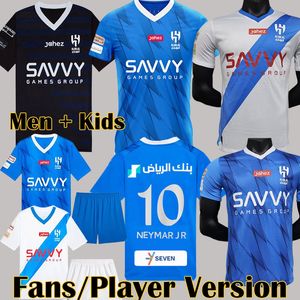 NEYMAR JR 2023 2024 Al Hilal Saudi camisas de futebol 23 24 Home Terceiro Jogador Fãs Versão MALCOM NEVES SERGEJ VIETTO KOULIBALY LGHALO KANNO Homens Kit Kids uniformes de futebol