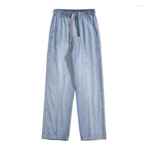 Jeans masculinos verão legal baggy 2023 chegadas homens sag reto solto coreano harajuku denim calças luz azul preto