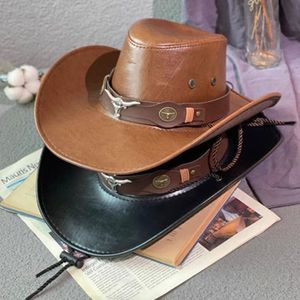Шляпы с широкими полями-ведром Мужские кепки, шляпы для мужчин, шляпа-ковбой из искусственной кожи, ковбойские аксессуары в стиле вестерн, джентльмен, роскошная женщина, джаз 230907