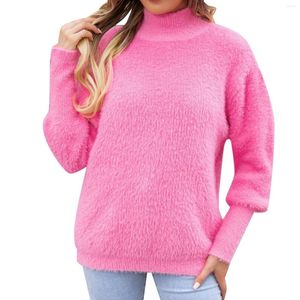 Maglioni da donna Pullover autunnale Dolcevita H Maglione tinta unita Collo ad anello Donna Casual Mezza zip sfocata