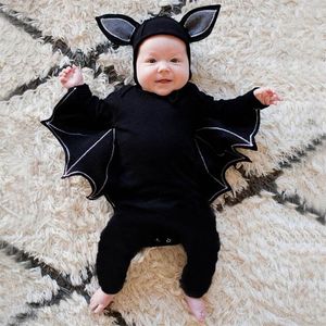 Special Occasions Halloween Baby Black Bat Costume Cosplay Romper Jumpsuit Infant Boys Girls Purim Party Carnival Fancy Dress Long Short 230906