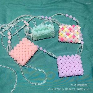 Akşam çantaları 2023 boncuklu çanta şeker renk jöle kalp aşk kadın yaz mini el yapımı