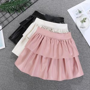 Saias Doce Bolo Saia Coreana Moda Cintura Alta Plissada Mini Verão Kawaii Cor Sólida para Mulher Y2K Roupas