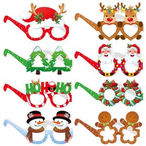 Nya juldekorationer Xmas Tree Snowman Elk Paper Glasses Photo Booth Props Holiday Children's Merry Christmas Funny Glasses Decor