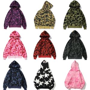 Mens Designer Hoodie Sweatshirts Full Zip Up Hoodies för män Kvinnor Stylist Black Camouflage Jacket Animal Print Tjock Casual Long Sleeve 100% Cotton Cardigan