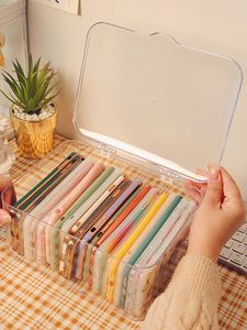 Storage Boxes Bins Ins Transparent Phone Case Organizer Box with Cover Home Desktop Acrylic Sundries Basket Holder 230907