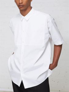 Men's Casual Shirts Cotton Nordic Tank White Short Sleeve Pointed Collar Shirt