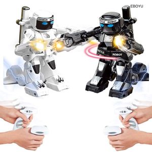 ElectricRC Animals EBOYU RC Battle Robot Remote Control 24G Humanoid Fighting Two Joysticks Real Boxing Fight Experience Gift 230906