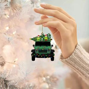 Ornamenti per l'albero di Natale Ciondolo Grinch Acrilico fronte-retro Stampato Famiglia Amici Vacanza Atmosfera Decorazione All'ingrosso 0907