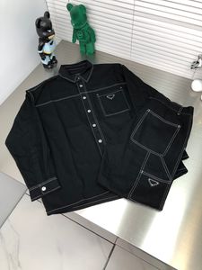 2023 Nya mäns öppna trådvävkant Cotton Casual Shirt Set, Low Key Luxury Brand Quality Design Finns för enkelförsäljning