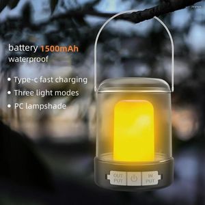 Lanterne portatili Luci da giardino a LED di tipo C ricaricabili Lampada da tenda sospesa per esterni Lampada da campeggio per barbecue con gancio e ricarica del telefono