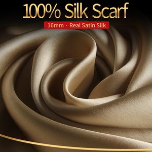 Scarves 100% Real Silk Scarf Women Bufanda Hangzhou Silk Shawls Wraps for Lady Solid Neckerchief Natural Silk Satin Scarf Foulard Femme 230907