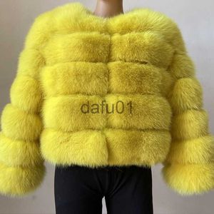 Kadın Kürk Sahte Kürk 2023 Kış Yeni Kürklü Sahte Tilki Kürk Moda Moda Kadınlar Zarif Kabarık Ceket Kalın Sıcak Yüksek Kalite Peluş Palto Sarı X0907
