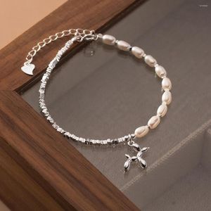 Strand uroczy prawdziwy 925 Bransoletka wisząca szczeniaka srebrnego Pearl Puppy dla kobiet boho etniczna ręcznie robiona luksusowa biżuteria