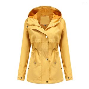 女性用トレンチコート女性用春秋のジャケット2023ファッションフード付きウィンドブレーカージャケットパープルイエローレッドブラックグリーン