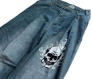 Męskie dżinsy High Street Retro Skull Drukuj proste dżinsy wysokiej talii Mężczyźni Y2K HARAJUKU Punk Garbage Loose Fashion Hip Hop Casual Pants Ins 230907