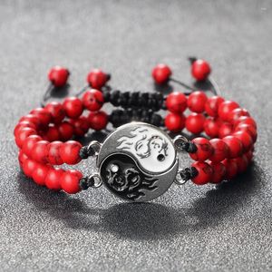 Link Armbänder One Set Distance Tai Chi Armband Männer Charme Schwarz und Weiß Yin Yang Bagua Heilung Armreifen Für Frauen Mode Paar Schmuck