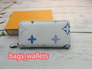 Women Leather Zipper Long Wallet Zippy Wallet Coin Purse Handbags Long Card Holder Original Clutch Coated canvas M82384 with Box