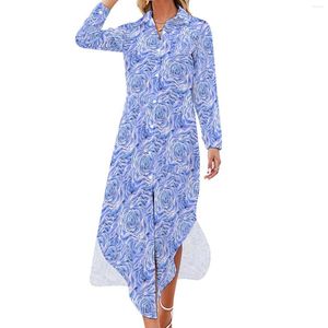 Casual Dresses Light Blue Rose Chiffon Dress Vintage Flower Beach Estetiska damer Sexig grafisk kläder Big Size