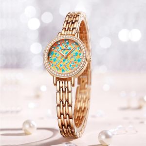Wristwatches Mark Fairwhale 2023 Top Women's Watch Luxury Diamond Gold Ladies Watches Small Quartz For Women 3200