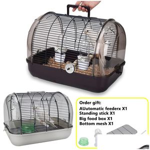 Bird Cages S Portable Transport Cage Pet Parrot With Feeder Transparent Detachable Small Outdoor Supplies 230516 Drop Delivery Home Ga Dhcu6