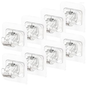 Curtain 8 Pcs Hooks Rod Adhesive Bracket Shower Pole Nail Free Plastic Bathroom Accessory