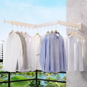 Hangers Wall Mounted Clothes Drying Rack Aluminum Retractable Hanger Space Saving Collapsible Dryer Racks For Balcony Parlour Laundry