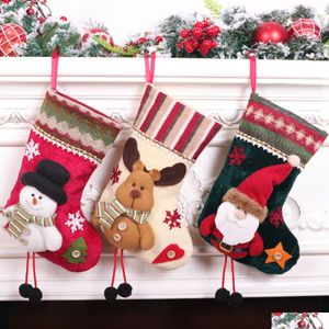 Dekoracja imprezy Nowy rok świąteczny pończochy/cukier/prezenty/Xmas DIY Dekoracje do ozdób domowych Navidad Decor Rra62 Drop Gelive Dhceg