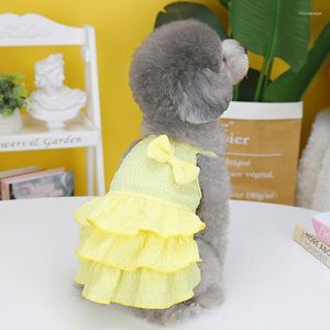 Dog Apparel Sweet Princess Pet Dress For Dogs Candy Color Cat Bow Skirt Multi-layer Bowknot Clothes Wedding Dresses