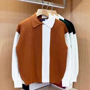 Herrtröjor Autumn Winter Casual Mångsidig par Top Coat Man Sticked tröja Pullover Polo Collar Loose Overdimensionerad Knitwear C89