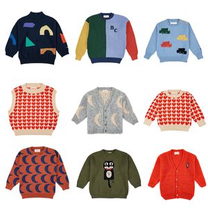 Pullover Children Boys Sweaters Bobo Autumn Winter Kids Girls Cartoon Color Matching V neck Cardigan Long Sleeves Sweater 230906