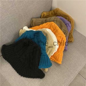 Beanie/Kafatası Kapakları Koreli El yapımı yün havza şapkası Sonbahar ve kış aylarında sıcaklık için sıcaklık çok yönlü beyaz örgü balıkçı şapkası x0907