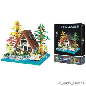 Blocchi Centro creativo Log Cabin Building Blocks Fai da te Modello di casa di città Micro blocchi Giocattoli di Natale per bambini Regalo R230907