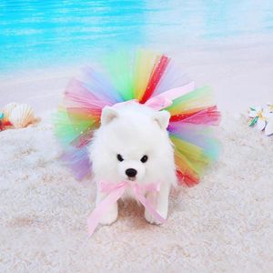 Dog Apparel Pet Dress Thin Style Bow-knot Decor Colorful Lace Hemline Summer Fluffy Small Medium Cat Princess For Party