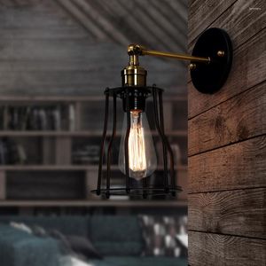 Lampa ścienna metalowa linia vintage kokonka kutego żelaza klatka klatka lekka amerykański kraj