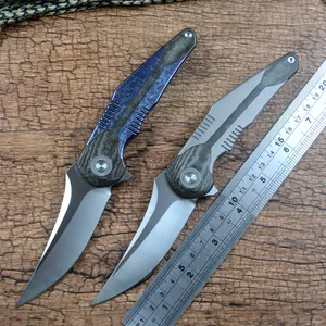 TWO SUN EDC Hunting Tool Folding Knife N690 Satin Blade TC4 Titanium Handle Outdoor Flipper Fast Open Pocket Knife TS426