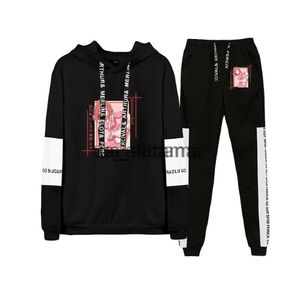 Herrspårsledare! Nishikino Maki School Idol Paint Fall Winter Suit Hoodies Patchwork Sweatshirt Banded Pant Two Piece Streetwear X0907