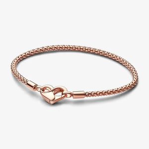 Fashion Designer Women's High Quality Pandoras Rose Gold Romantic Bracelet Necklace Jewelry Love Buckle Pendant DIY Bracelet Necklace Party Gift Box