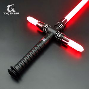 LED ışık çubukları txqsaber pürüzsüz salıncak ağır düello ışın kılıcı 12 renk değiştirme 16 set sesler metal kablo çapraz lazer kılıç cosplay çocuk oyuncakları 230906