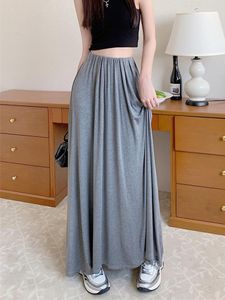 Юбки UMI MAO, элегантное распродажа, плиссированное женское длинное платье 2023, винтажное платье трапециевидной формы до щиколотки, с высокой талией, детский стиль, черный цвет