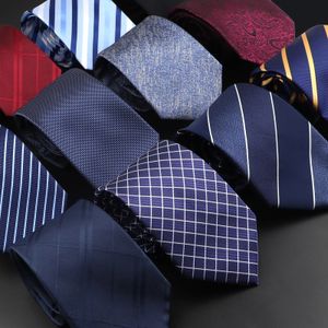 Neck Ties Classic Silk Men Plaid Neck Ties 8cm Striped Tie for Men Formal Wear Business Suit Wedding Party Gravatas Male Gift Accessory 230907