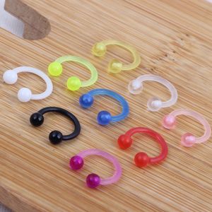 Labret Lip Piercing Jewelry UV Ball BiFlex Horseshoe Circular Ring Nipple Hoops Nose Eyebrow 100ps For 9 color Tragus 230906