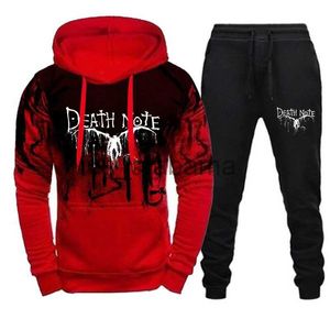 Men's Tracksuits Japan Anime Cartoon Death Note Men Splashing Ink Print Sportwear Suit Casual Fitness Tracksuit Set Men Clothing x0907