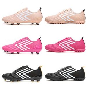 Womens Mens Breathable Football Boots Rose Pink Black Soccer Shoes AG TF Youth Kids Low Top Lightweight Training Shoes