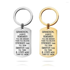 Keychains Stainless Steel Key Chain for GRANDSON Gifts Creative Funny Birthday Idea Stocking Stuff Fashion Jewelry