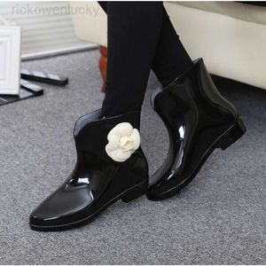 rain boots Hot Sale-12 COLORS SweetRain Boots Waterproof Flat With Shoes Woman Rain Shoes Water Rubber Ankle Boots Bowtie