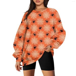 Women's Hoodies Women Fashion Casual Long Sleeve Crew-Neck Halloween Print Hoodie Top Cropped Y2k Tops Cute Tank Luxury Clothes