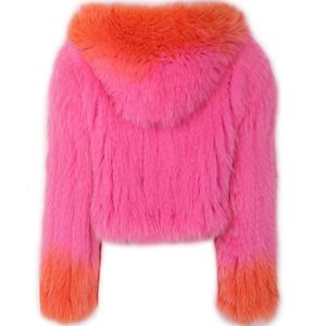 Women futra faux fur yoloagain z kapturem naturalny futrzany dzianin Kobiet Kobiet Autumn Real Fur Jacket Ladies Streetwear 230906