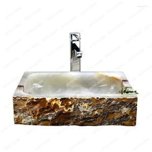 Torneiras de pia do banheiro Square Jade Washbasin Table Basin Acessível Luxury Style Stone